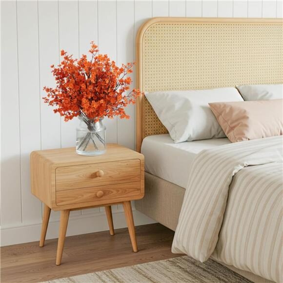 New 8Pcs Baby Breath Artificial Fake Fall Flowers, Real Touch Orange Plants Silk - Picture 4 of 6